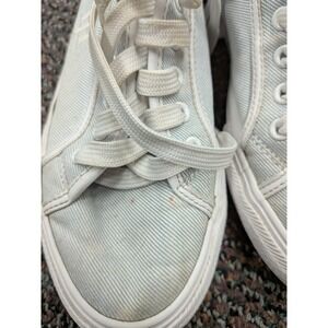 Tommy Hilfiger Womens Light Blue Canvas Platform Sneakers Low Top Lace Up Shoes
